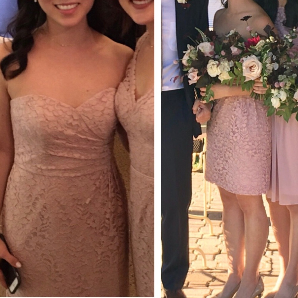 Davids Bridal Sleeveless Lace Dress in Cameo